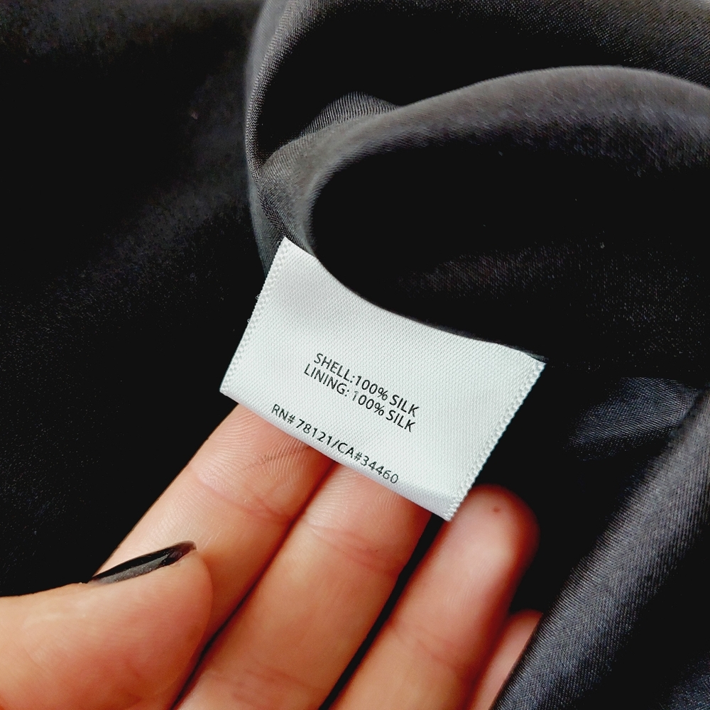 Eileen Fisher 100% Silk Georgette Crepe Asymmetrical Neck Sleeveless Dress - Picture 8 of 9